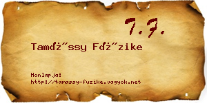 Tamássy Füzike névjegykártya